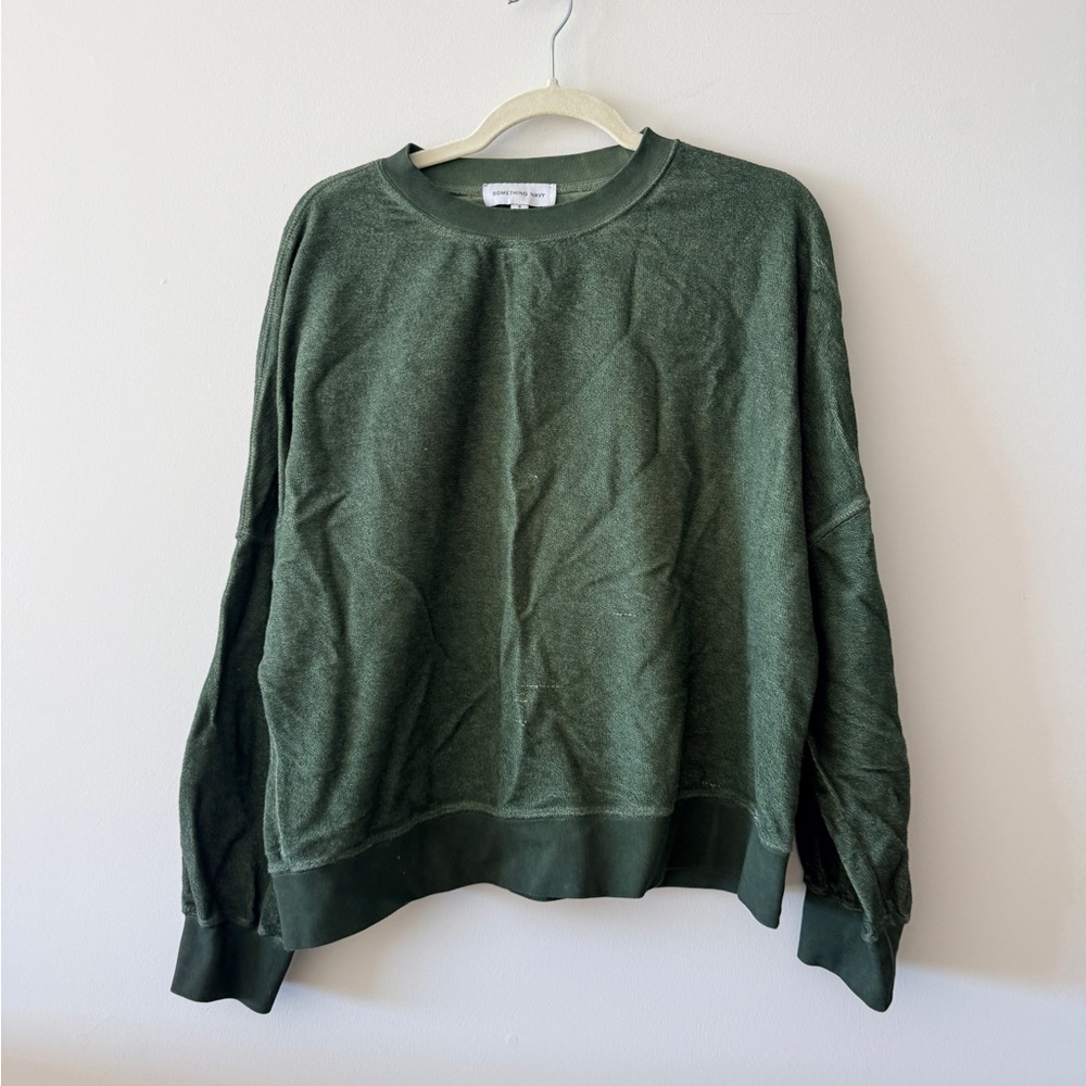 Something Navy Forest Green Crewneck Sweater